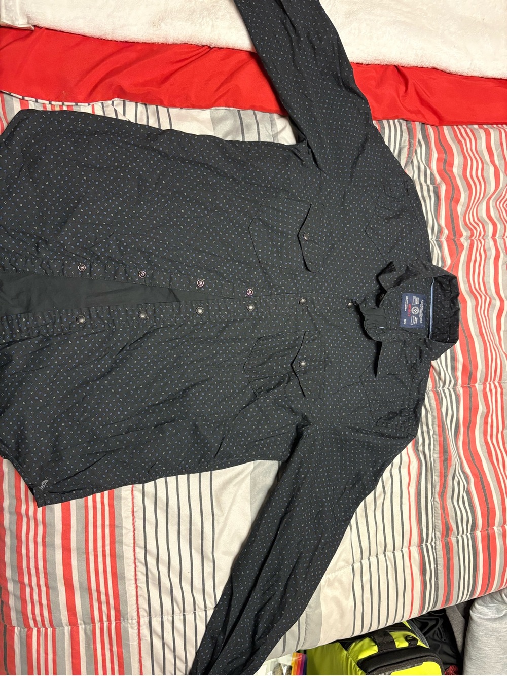 American Eagle Outfitters Black Dot-Print Shirt Jacket